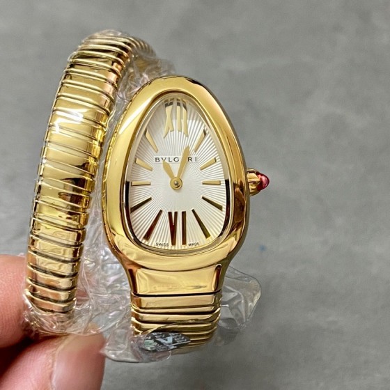 Bulgari Serpentl series, white dial, gold snake bezel