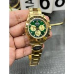 Rolex Daytona series, green dial, gold bezel, gold case, 40mm, gold Oyster bracelet.