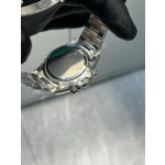 Rolex Daytona series, black dial, black bezel, silver case, 40mm, silver Oyster bracelet.