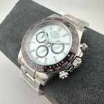 Rolex Daytona series, ice blue dial, black bezel, silver case, 40mm, silver Oyster bracelet.
