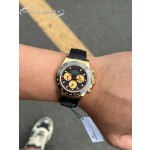 Rolex Daytona series, black dial, black bezel, gold case, 40mm, rubber strap.