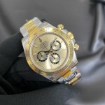 Rolex Daytona series, gold dial, gold bezel, silver case, 40mm, gold and silver Oyster bracelet.