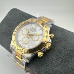 Rolex Daytona series, white dial, gold bezel, silver case, 40mm, gold and silver Oyster bracelet.