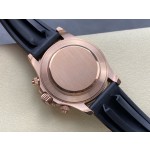 Rolex Daytona series, rose gold dial, black bezel, rose gold case, 40mm, rubber strap.