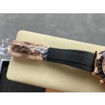 Rolex Daytona series, rose gold dial, black bezel, rose gold case, 40mm, rubber strap.