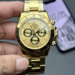 Rolex Daytona series, gold dial, gold bezel, gold case, 40mm, gold Oyster bracelet.