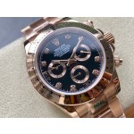 Rolex Daytona series, diamond-set black dial, rose gold bezel, rose gold case, 40mm, rose gold Oyster bracelet.
