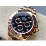 Rolex Daytona series, diamond-set black dial, rose gold bezel, rose gold case, 40mm, rose gold Oyster bracelet.