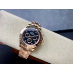Rolex Daytona series, diamond-set black dial, rose gold bezel, rose gold case, 40mm, rose gold Oyster bracelet.