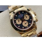 Rolex Daytona series, black dial, gold bezel, gold case, 40mm, gold Oyster bracelet.