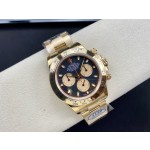 Rolex Daytona series, black dial, gold bezel, gold case, 40mm, gold Oyster bracelet.