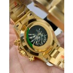 Rolex Daytona series, diamond-set black dial, gold bezel, gold case, 40mm, gold Oyster bracelet.