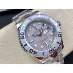 Rolex Yacht-Master series, silver dial, silver bezel, silver case, 40mm, silver Oyster bracelet.