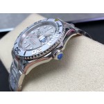 Rolex Yacht-Master series, silver dial, silver bezel, silver case, 40mm, silver Oyster bracelet.