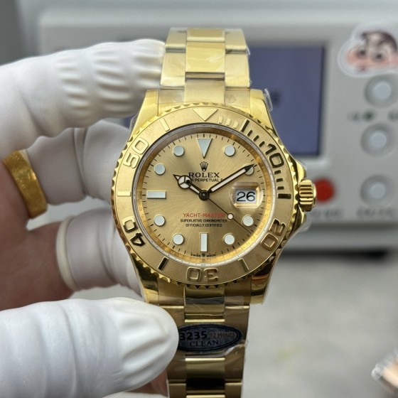 Rolex Yacht-Master series, gold dial, gold bezel, gold case, 44mm, gold Oyster bracelet.