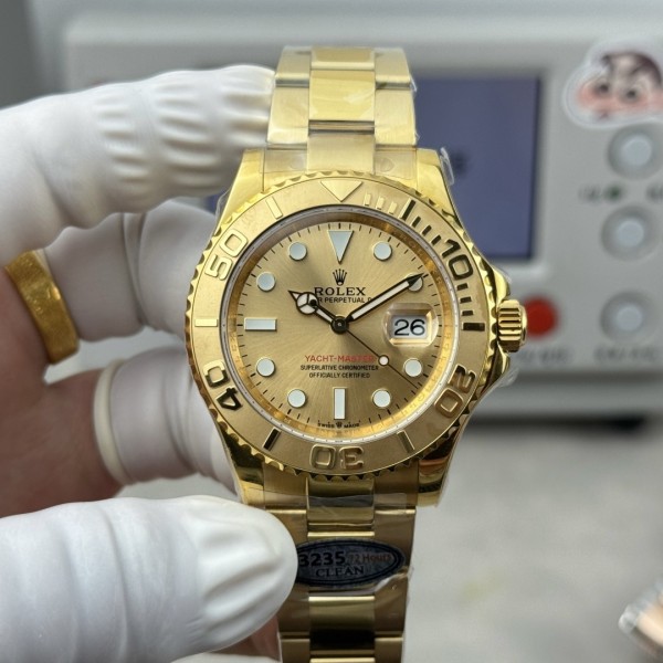 Rolex Yacht-Master series, gold dial, gold bezel, gold case, 44mm, gold Oyster bracelet.