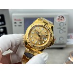 Rolex Yacht-Master series, gold dial, gold bezel, gold case, 44mm, gold Oyster bracelet.