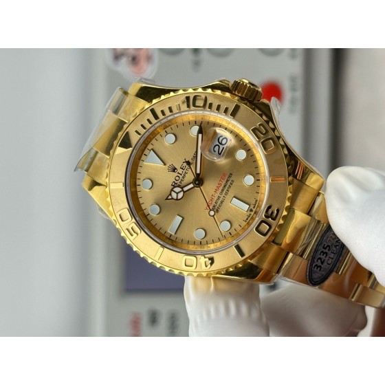 Rolex Yacht-Master series, gold dial, gold bezel, gold case, 44mm, gold Oyster bracelet.