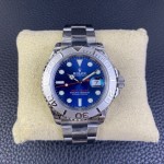 Rolex Yacht-Master series, blue dial, silver bezel, silver case, 40mm, silver Oyster bracelet.
