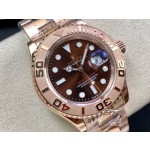 Rolex Yacht-Master series, brown dial, rose gold bezel, rose gold case, 40mm, rose gold Oyster bracelet.