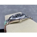 Datejust series men's watch with diamonds, gray dial, silver bezel, 41mm, silver five-link bracelet.