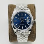 Datejust series men's and women's watches, blue dial, silver bezel, 36 and 41mm sizes, silver five-link bracelet.