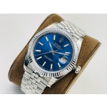Datejust series men's and women's watches, blue dial, silver bezel, 36 and 41mm sizes, silver five-link bracelet.