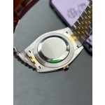 Log series men's watch, black dial, gold bezel, 41mm, two-tone five-link bracelet.
