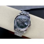 Datejust series men's watch, dark gray dial, silver bezel, 41mm, silver five-link bracelet.