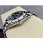 Datejust series men's watch, dark gray dial, silver bezel, 41mm, silver five-link bracelet.