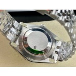 Datejust series men's watch, dark gray dial, silver bezel, 41mm, silver five-link bracelet.