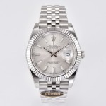 Datejust series men's watch, silver-gray dial, silver bezel, 41mm, silver five-link bracelet.