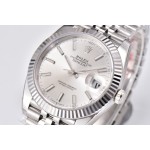 Datejust series men's watch, silver-gray dial, silver bezel, 41mm, silver five-link bracelet.