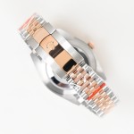 Log Series men's watch with diamonds, pink dial, rose gold bezel, 41mm case, and two-tone five-link bracelet.