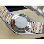 Datejust series men's watch, diamond-set black dial, gold bezel, 41mm, two-tone Oyster bracelet.