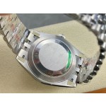 Log series men's watch, wave pattern blue dial, silver bezel, 41mm, silver five-link bracelet.
