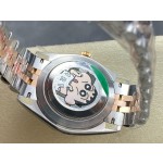 Datejust series men's watch, dark gray dial, rose gold bezel, 41mm, two-tone five-link bracelet.