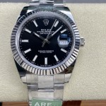 Datejust series men's watch, black dial, silver bezel, 41mm, silver Oyster bracelet