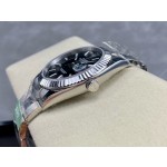 Datejust series men's watch, black dial, silver bezel, 41mm, silver Oyster bracelet
