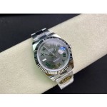 Datejust series men's watch, dark gray dial, silver bezel, 41mm, silver Oyster bracelet.