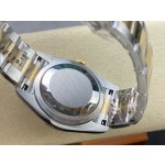 Datejust series men's and women's watches, dark gray dial, gold bezel, 36 and 41mm sizes, two-tone Oyster bracelet.