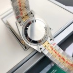 Log series men's watch, white dial, gold bezel, 41mm, two-tone five-link bracelet.