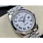 Datejust series men's and women's watches, white dial, silver bezel, 36mm and 41mm sizes, silver five-link bracelet.