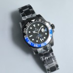 Greenwich series, carbon black dial, black and blue ceramic bezel, 40mm, black Oyster bracelet.
