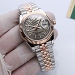 Log Series men's watch, silver-gray dial, rose gold bezel, 41mm, two-tone five-link bracelet.