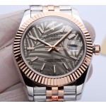 Log Series men's watch, silver-gray dial, rose gold bezel, 41mm, two-tone five-link bracelet.