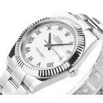 Datejust series men's watch, white dial, silver bezel, 41mm, silver Oyster bracelet.
