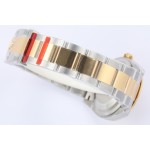Datejust series women's watch, gold dial, gold bezel, 36mm, two-tone Oyster bracelet.