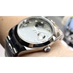 Datejust series men's watch with diamonds, black dial, silver bezel, 41mm, silver Oyster bracelet