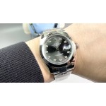 Datejust series men's watch with diamonds, black dial, silver bezel, 41mm, silver Oyster bracelet